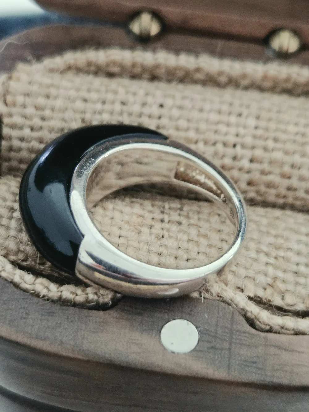 Whitney Kelly Modernist Sterling Silver And  Onyx  Domed Statement Ring